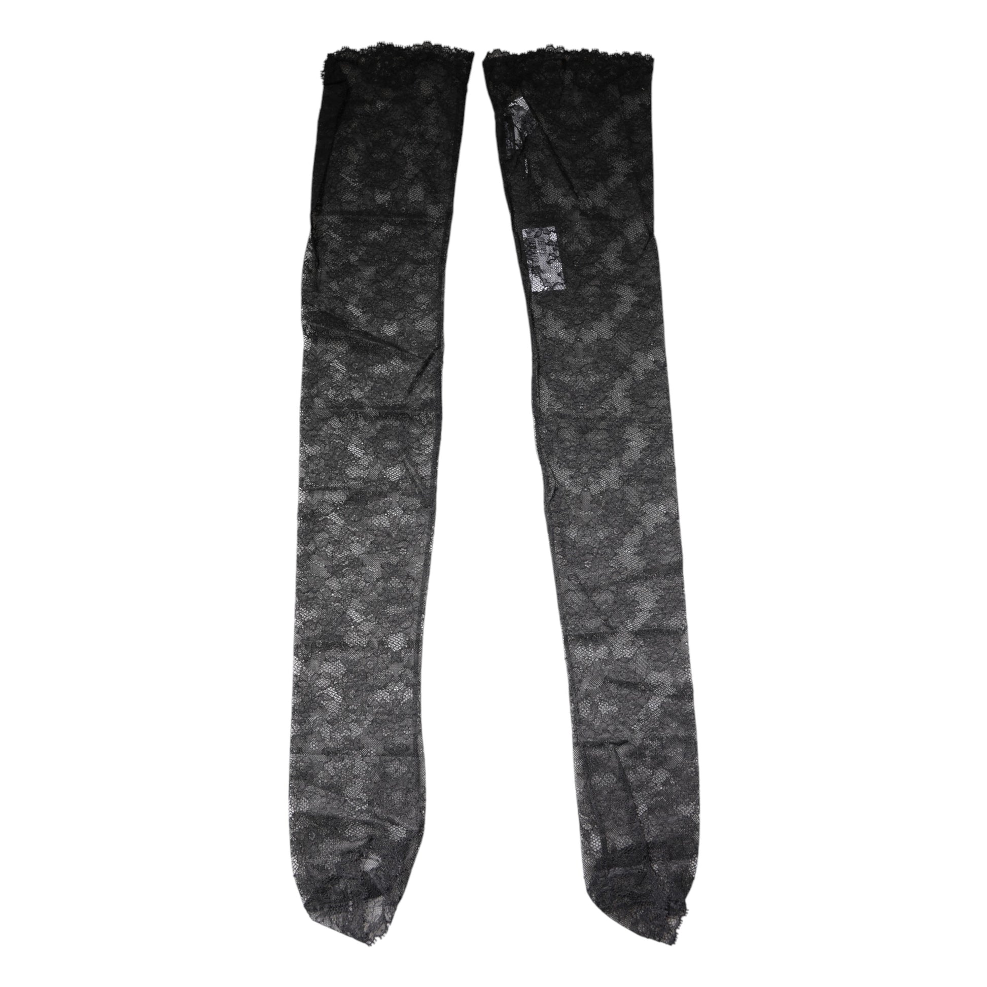 Dolce & Gabbana Black Floral Lace Cotton Stretch Stockings Socks by Dolce & Gabbana