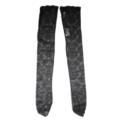 Dolce & Gabbana Black Floral Lace Cotton Stretch Stockings Socks by Dolce & Gabbana