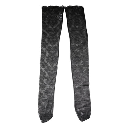 Dolce & Gabbana Black Floral Lace Cotton Stretch Stockings Socks by Dolce & Gabbana