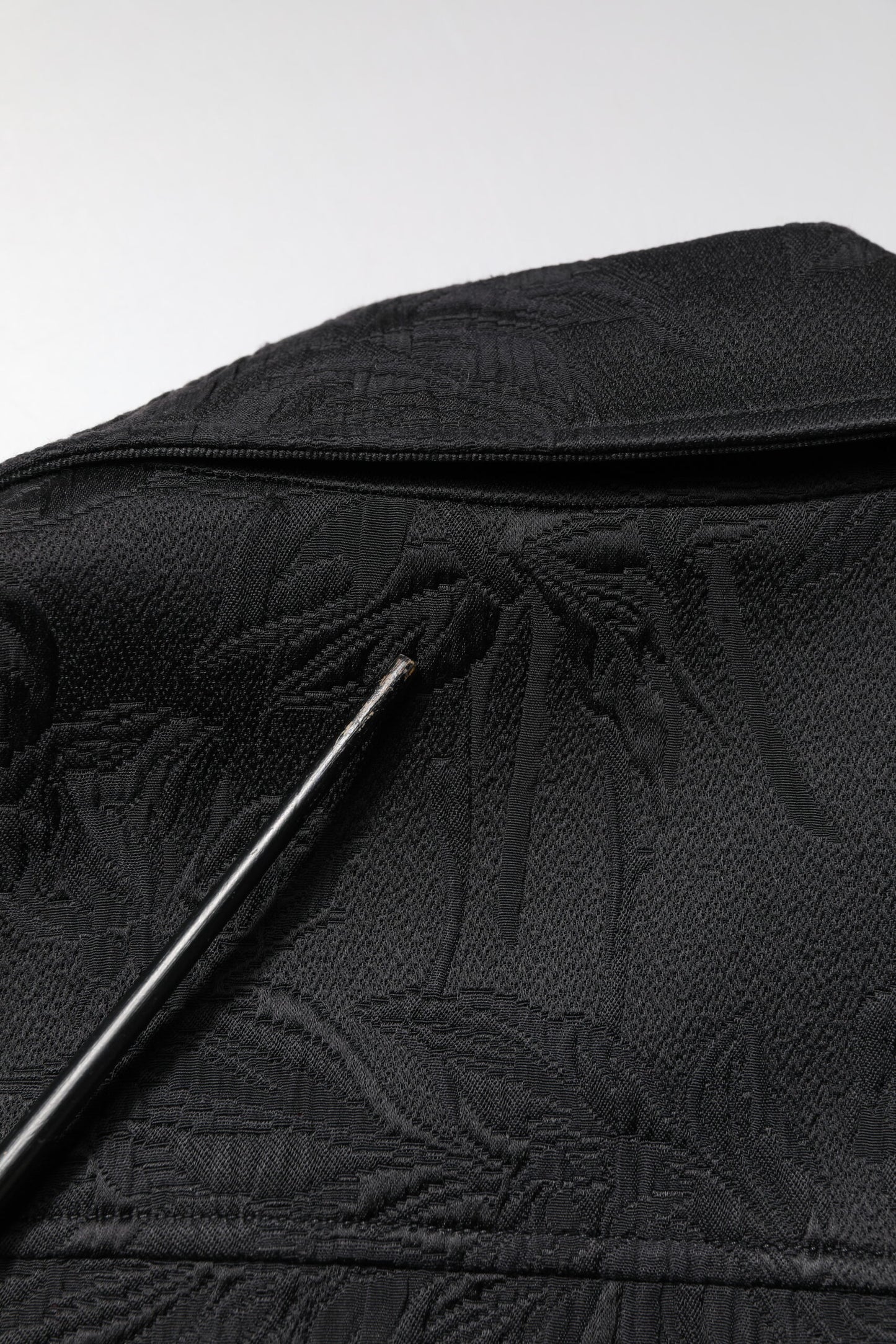 Dolce &amp; Gabbana Black Brocade Cotton Full Zip Biker Jacket