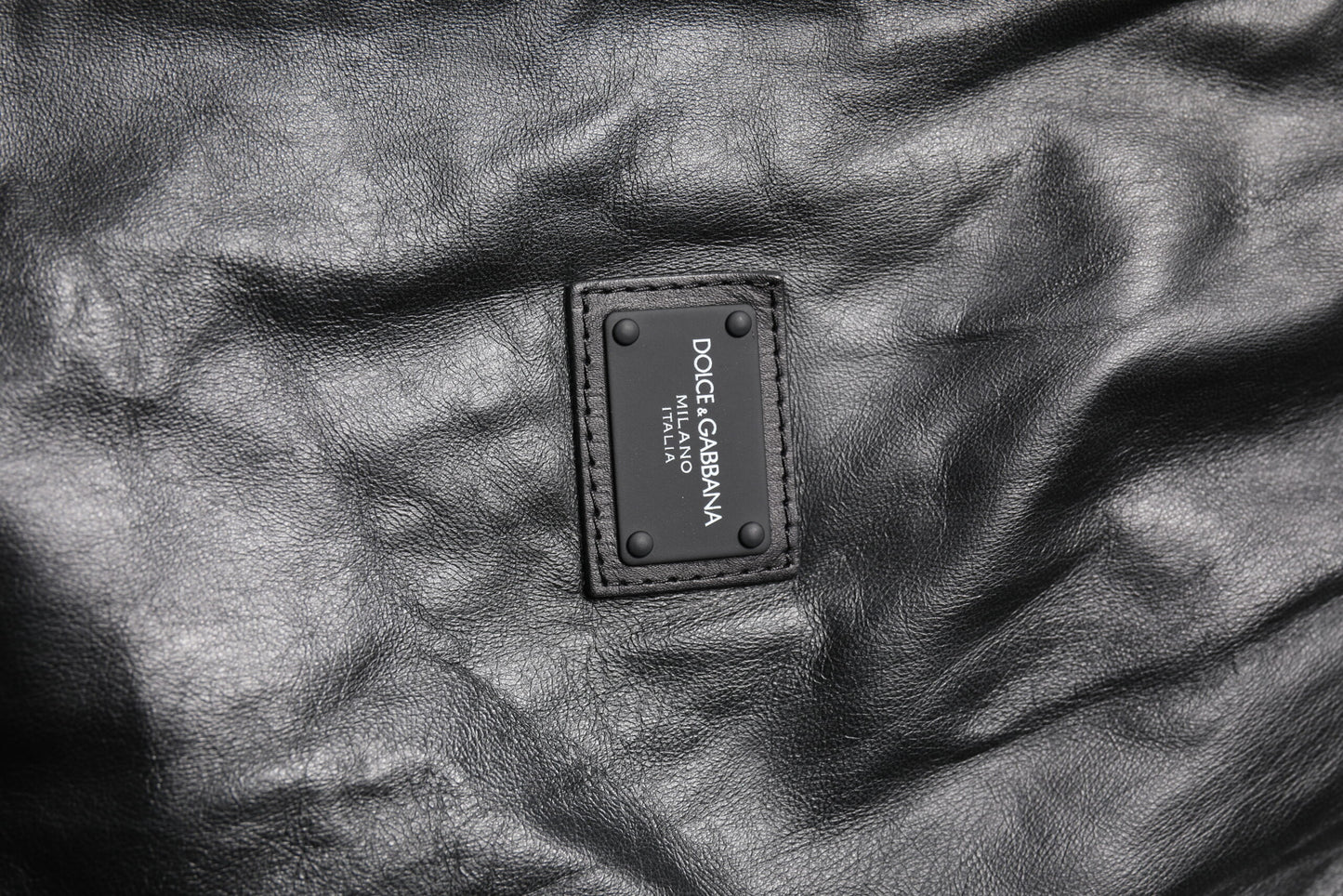 Dolce &amp; Gabbana Black Lambskin Leather Full Zip Biker Jacket