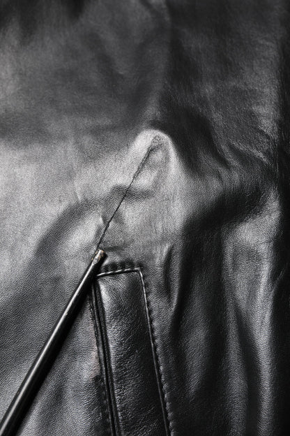 Dolce &amp; Gabbana Black Lambskin Leather Full Zip Biker Jacket