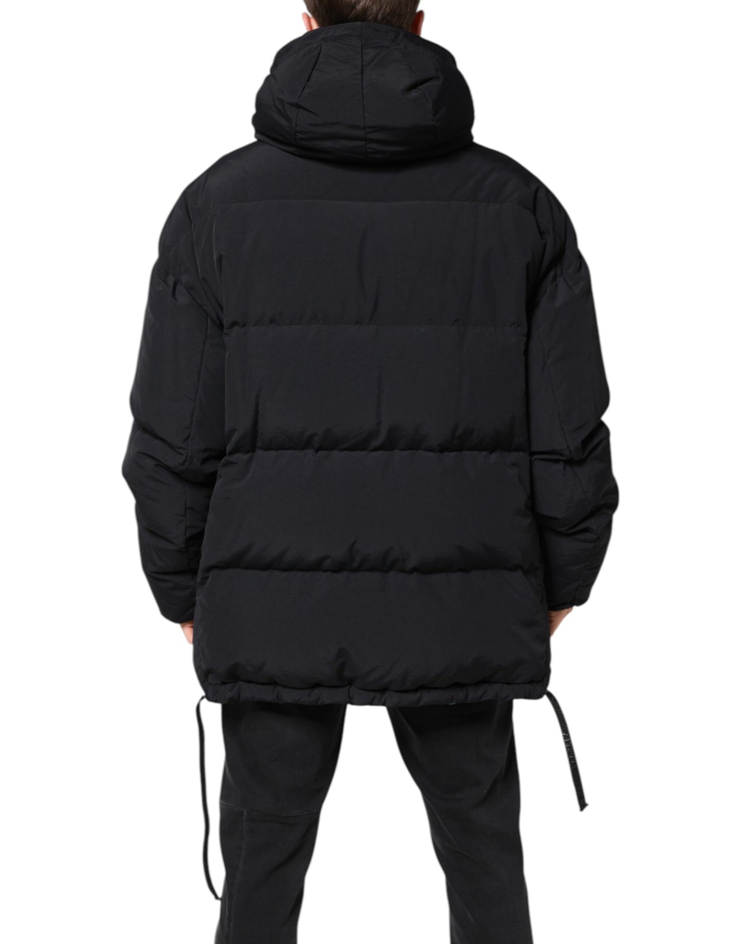 Dolce &amp; Gabbana Black Nylon Full Zip Hooded Parka Jacket