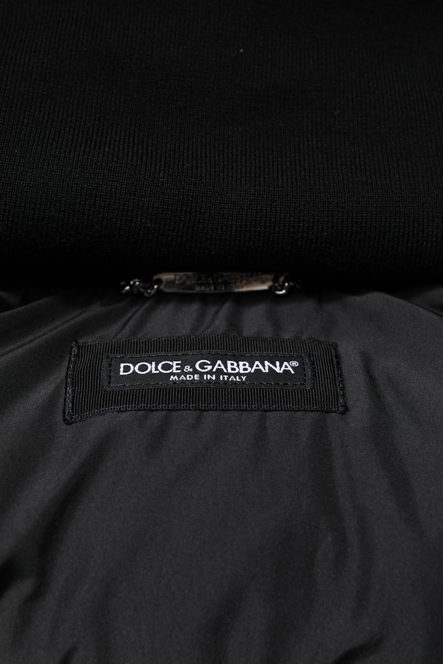 Dolce &amp; Gabbana Blue Logo Full Zip Hooded Quilted Jacket