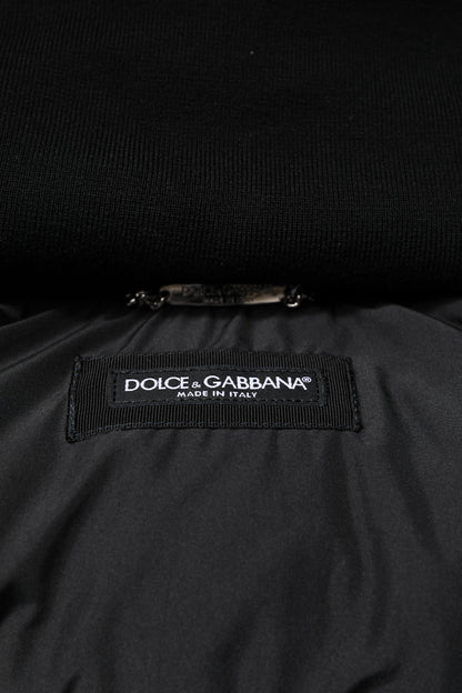 Dolce &amp; Gabbana Blue Logo Full Zip Hooded Quilted Jacket