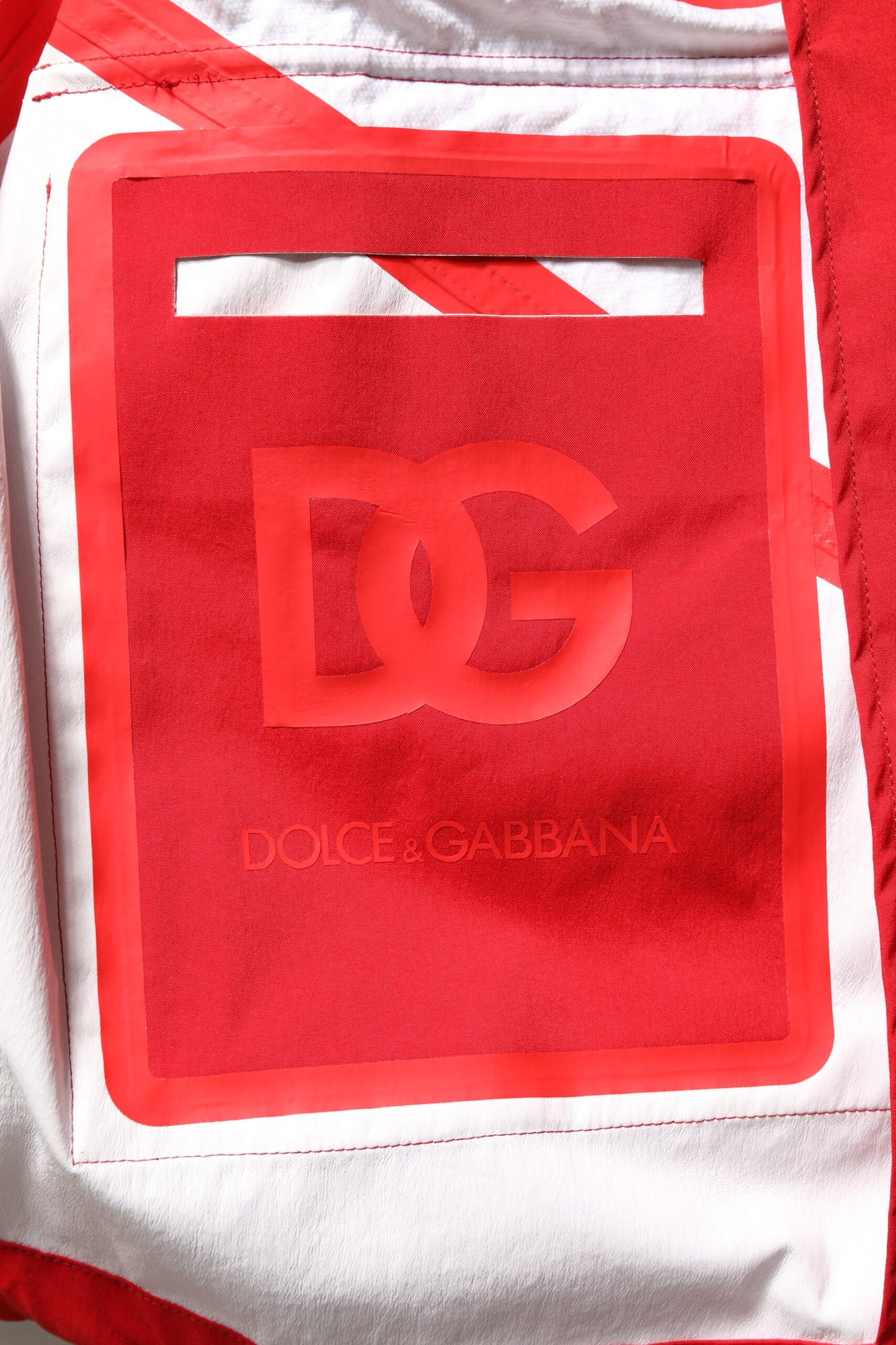 Dolce &amp; Gabbana Red White Nylon Full Zip Windbreaker Jacket