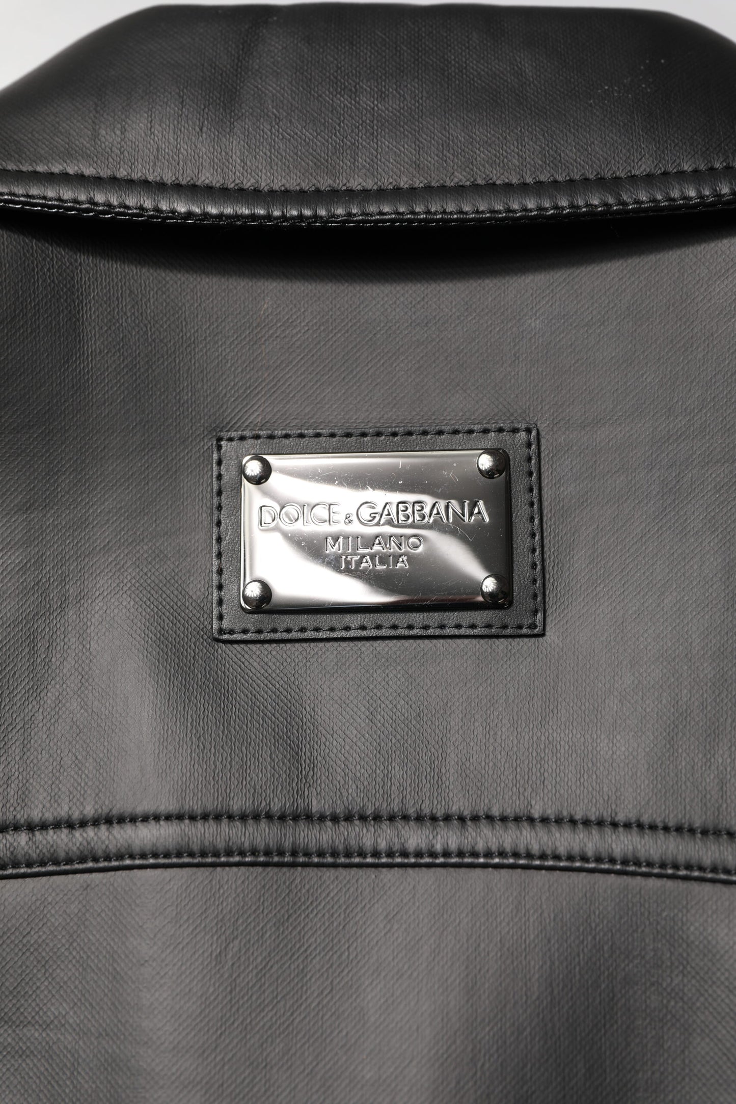 Dolce &amp; Gabbana Black Polyester Button Down Biker Jacket