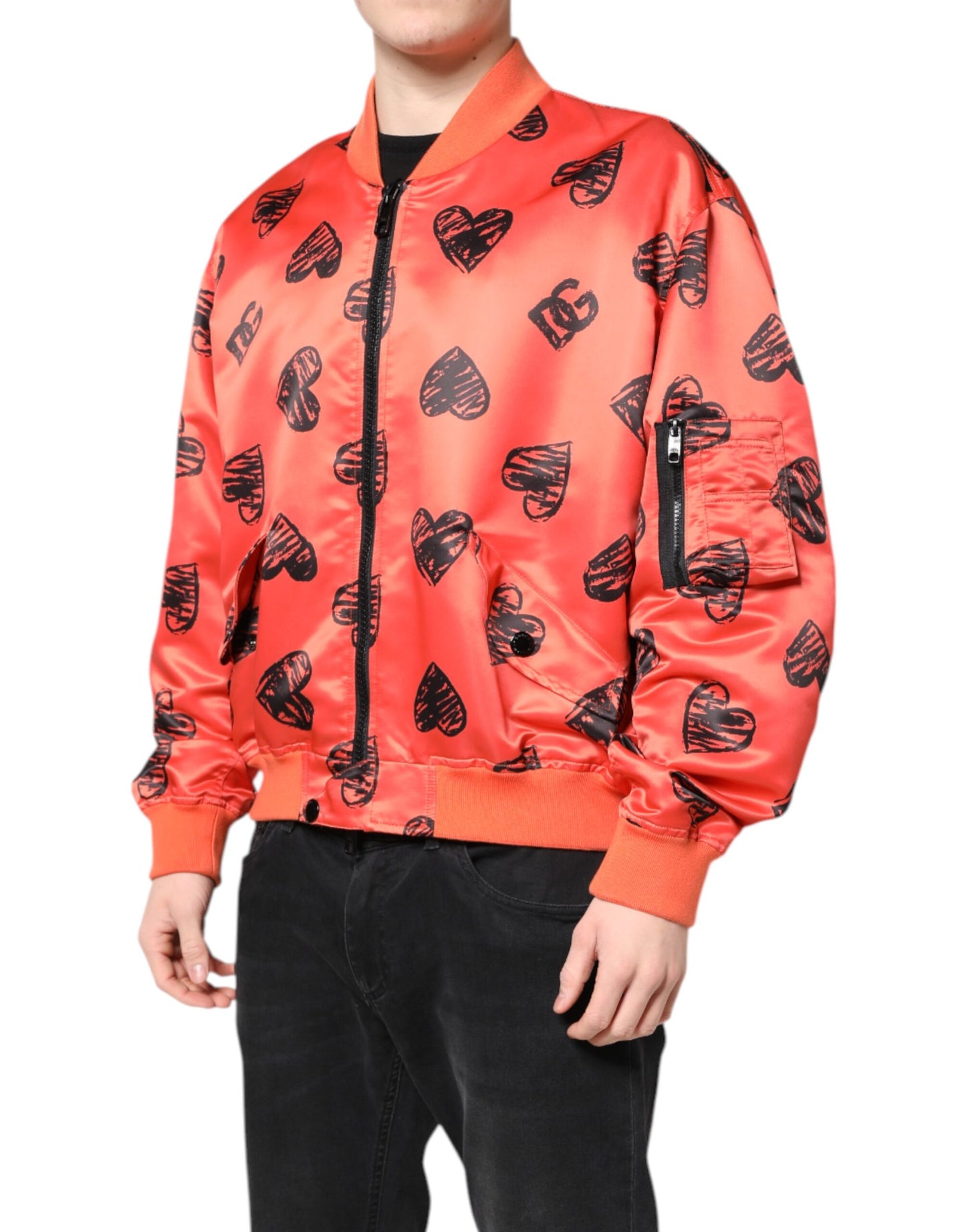 Dolce &amp; Gabbana Veste bomber zippée orange DG Heart pour homme