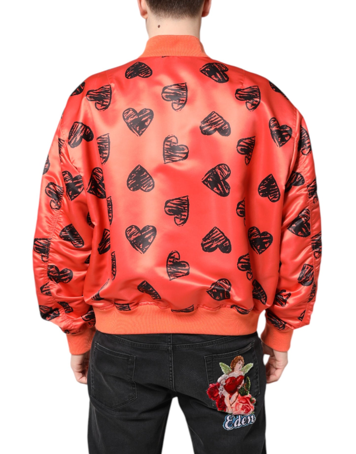 Dolce &amp; Gabbana Veste bomber zippée orange DG Heart pour homme