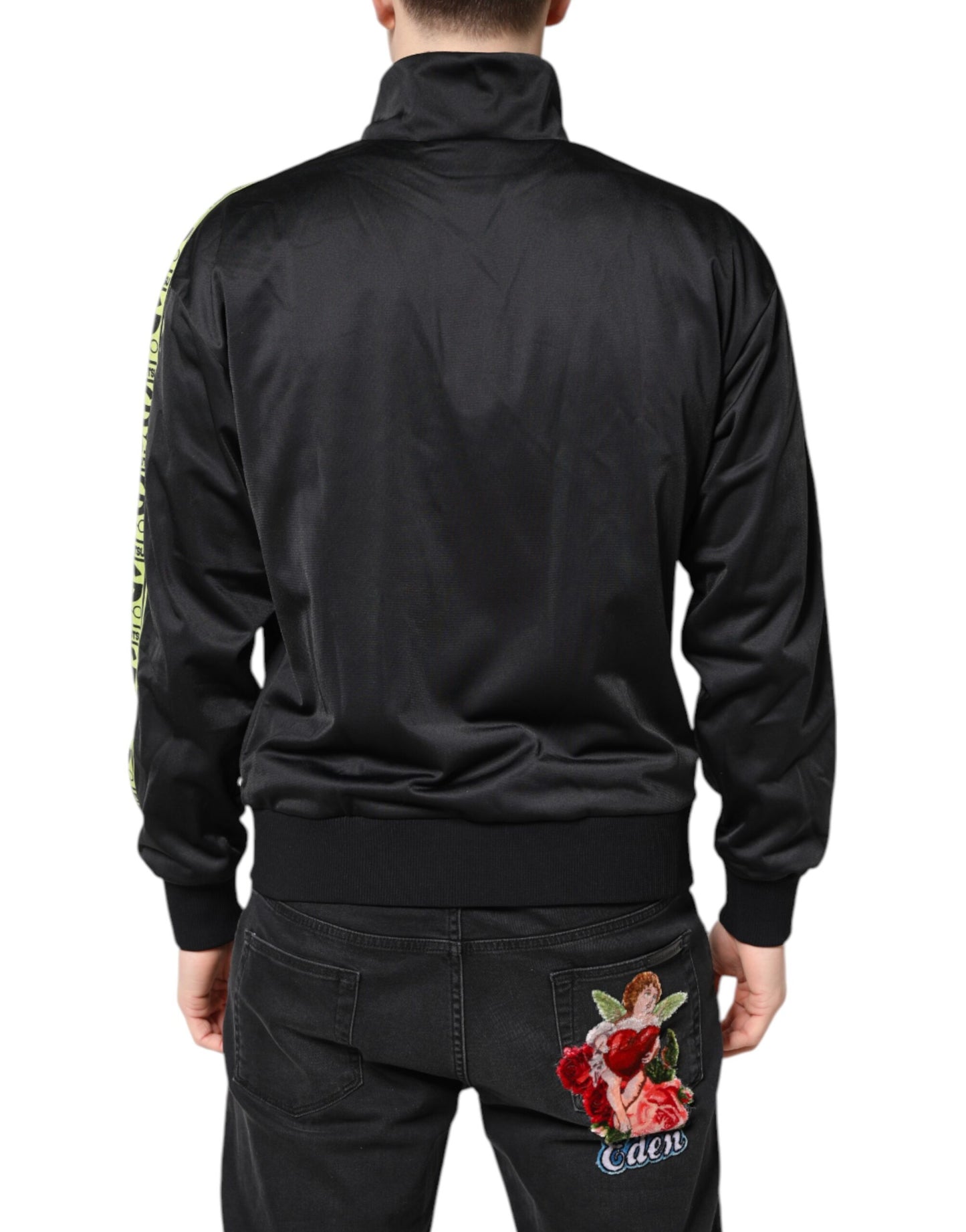 Dolce &amp; Gabbana Black Logo Turtleneck Zip Bomber Jacket