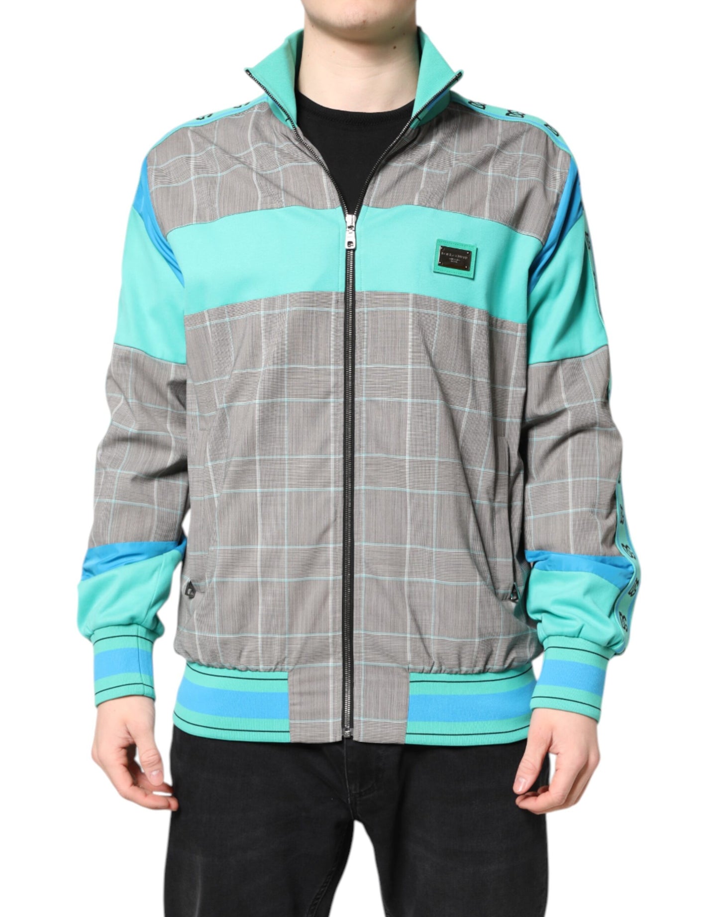 Dolce &amp; Gabbana Multicolor Plaid Full Zip Windbreaker Jacket