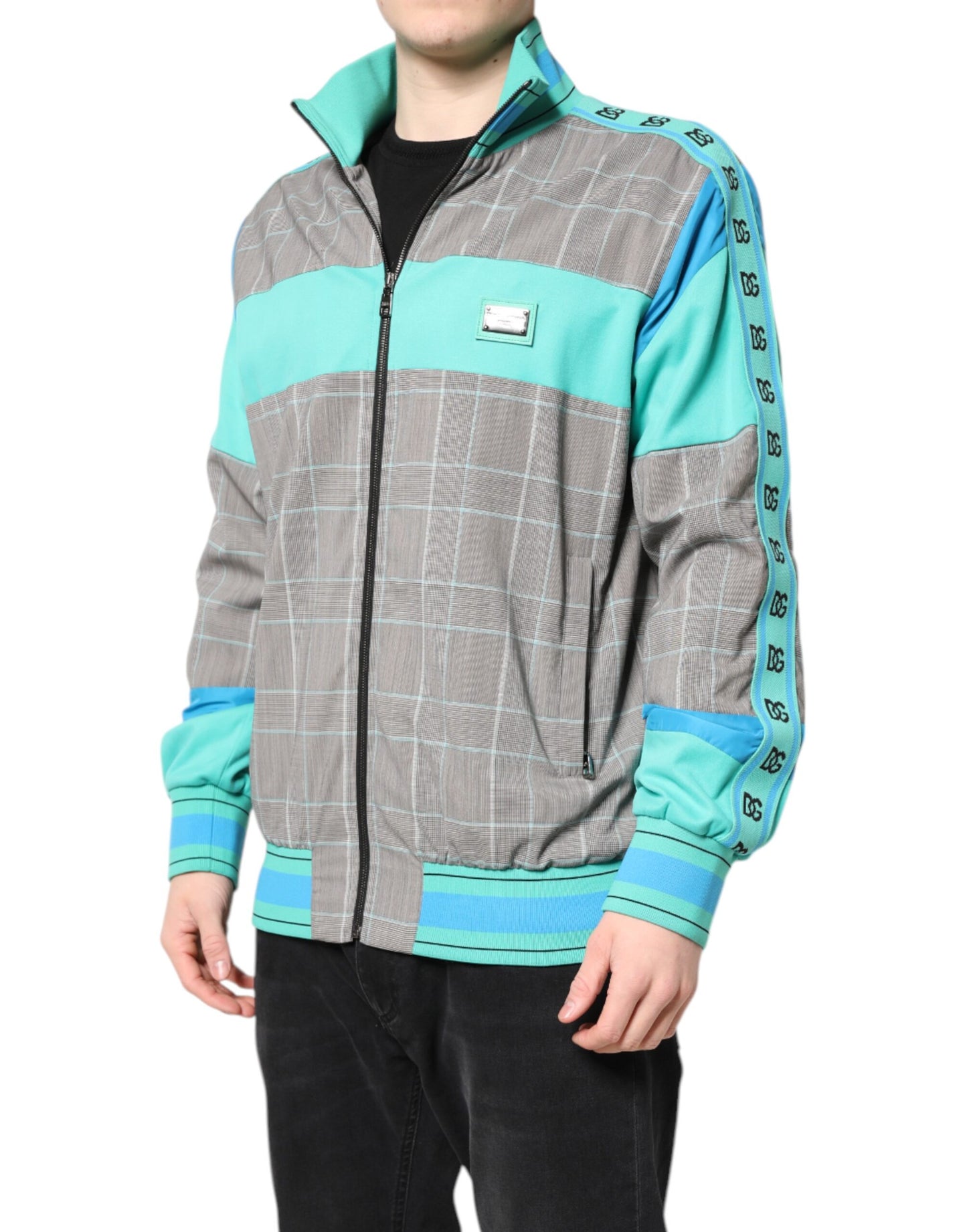 Dolce &amp; Gabbana Multicolor Plaid Full Zip Windbreaker Jacket
