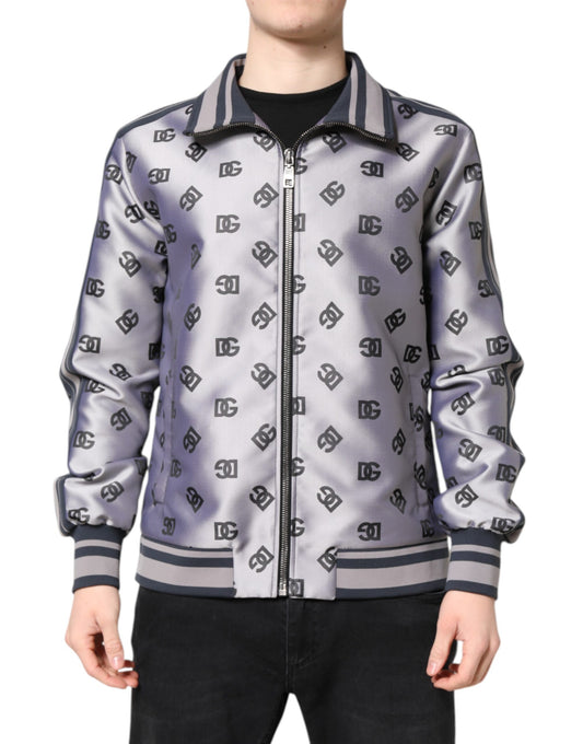 Dolce &amp; Gabbana Gray Logo Monogram Full Zip Bomber Jacket