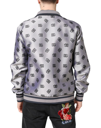 Dolce &amp; Gabbana Gray Logo Monogram Full Zip Bomber Jacket