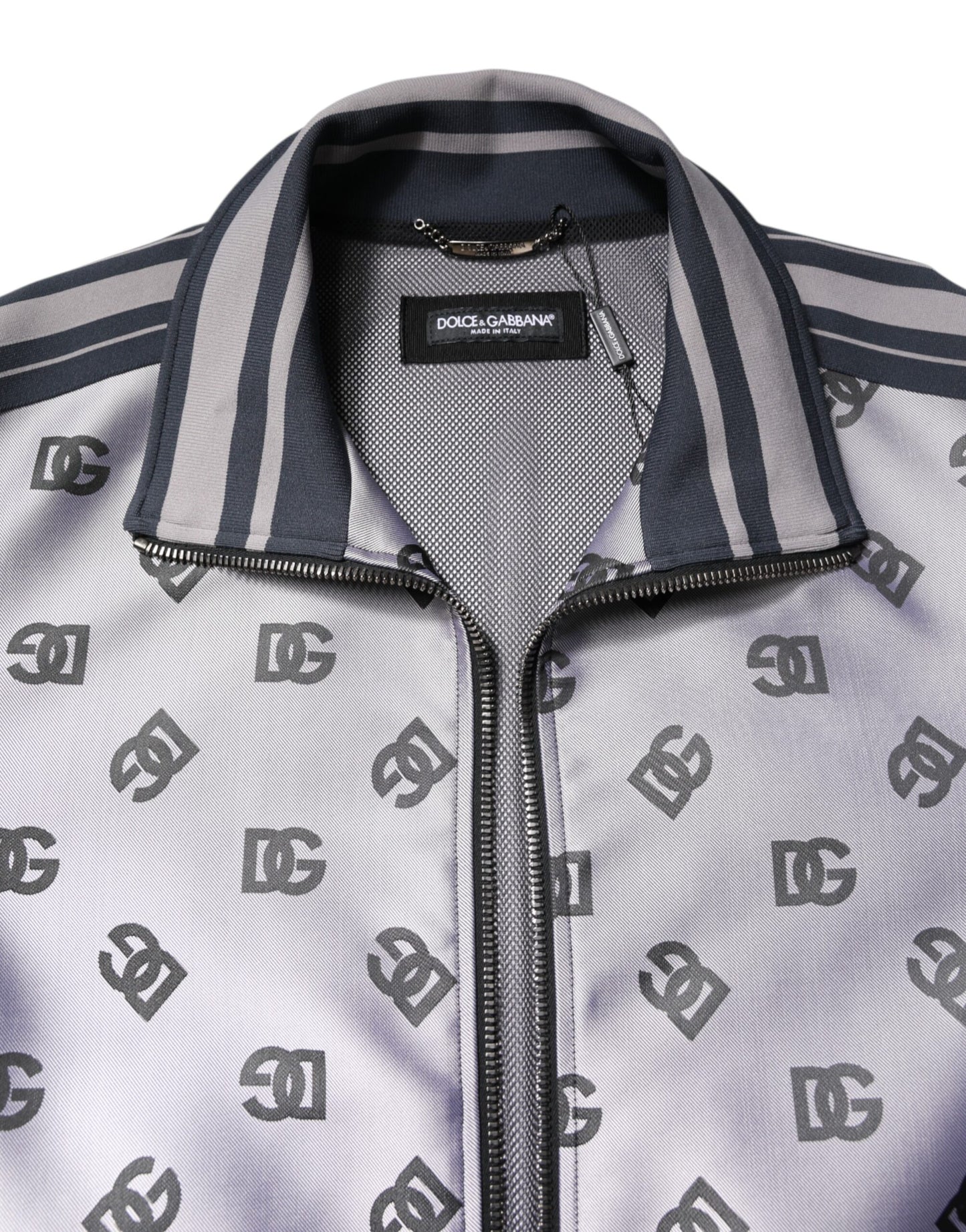 Dolce &amp; Gabbana Gray Logo Monogram Full Zip Bomber Jacket