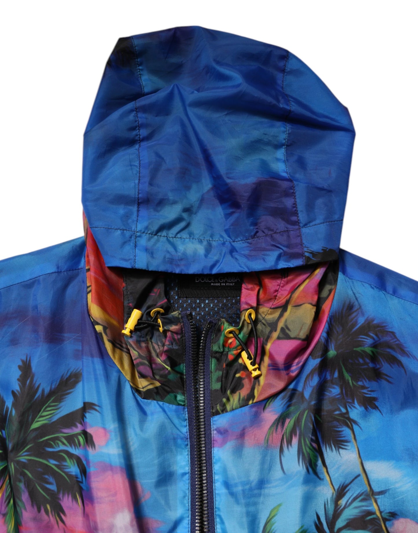 Dolce &amp; Gabbana Multicolor Print Hooded Windbreaker Jacket