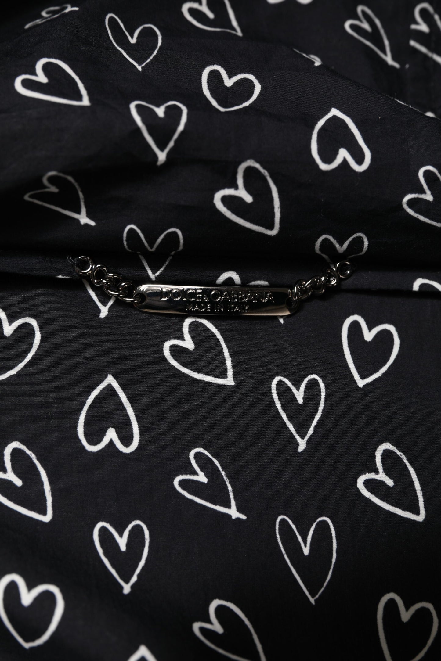 Dolce &amp; Gabbana Black Heart Print Hooded Windbreaker Jacket