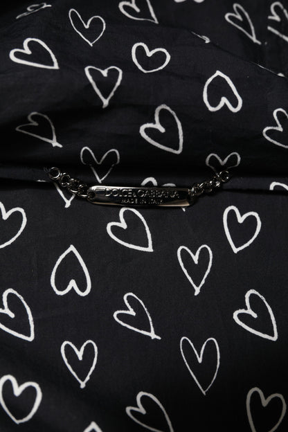 Dolce &amp; Gabbana Black Heart Print Hooded Windbreaker Jacket