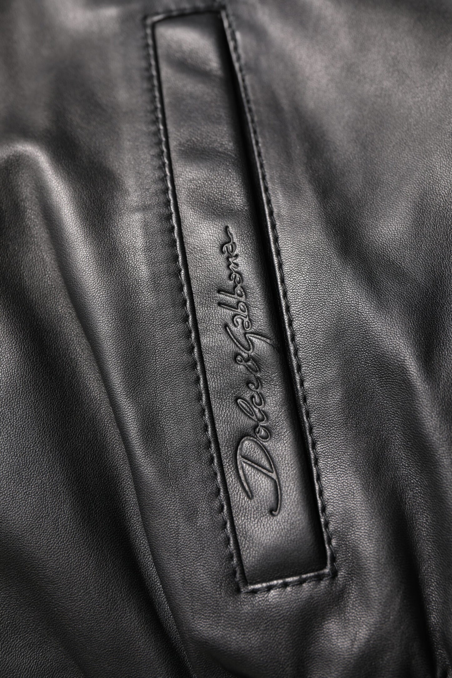 Dolce &amp; Gabbana Black Lambskin Leather Full Zip Biker Jacket