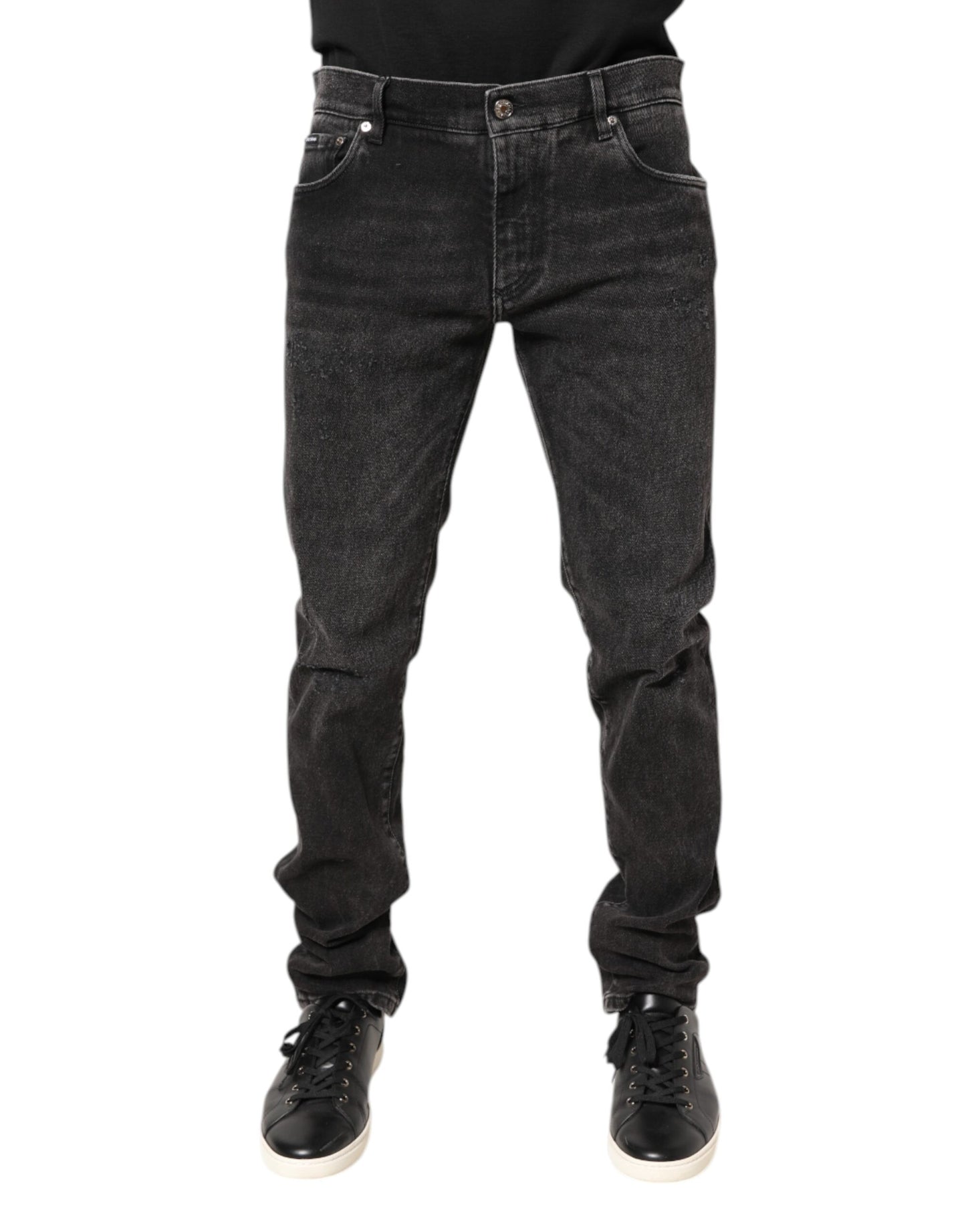 Dolce & Gabbana Gray Washed Cotton Skinny Denim Jeans by Dolce & Gabbana