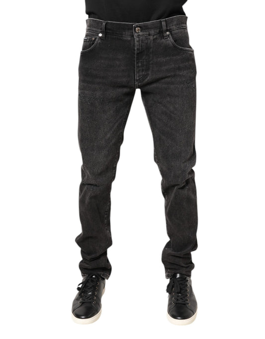 Dolce & Gabbana Gray Washed Cotton Skinny Denim Jeans by Dolce & Gabbana