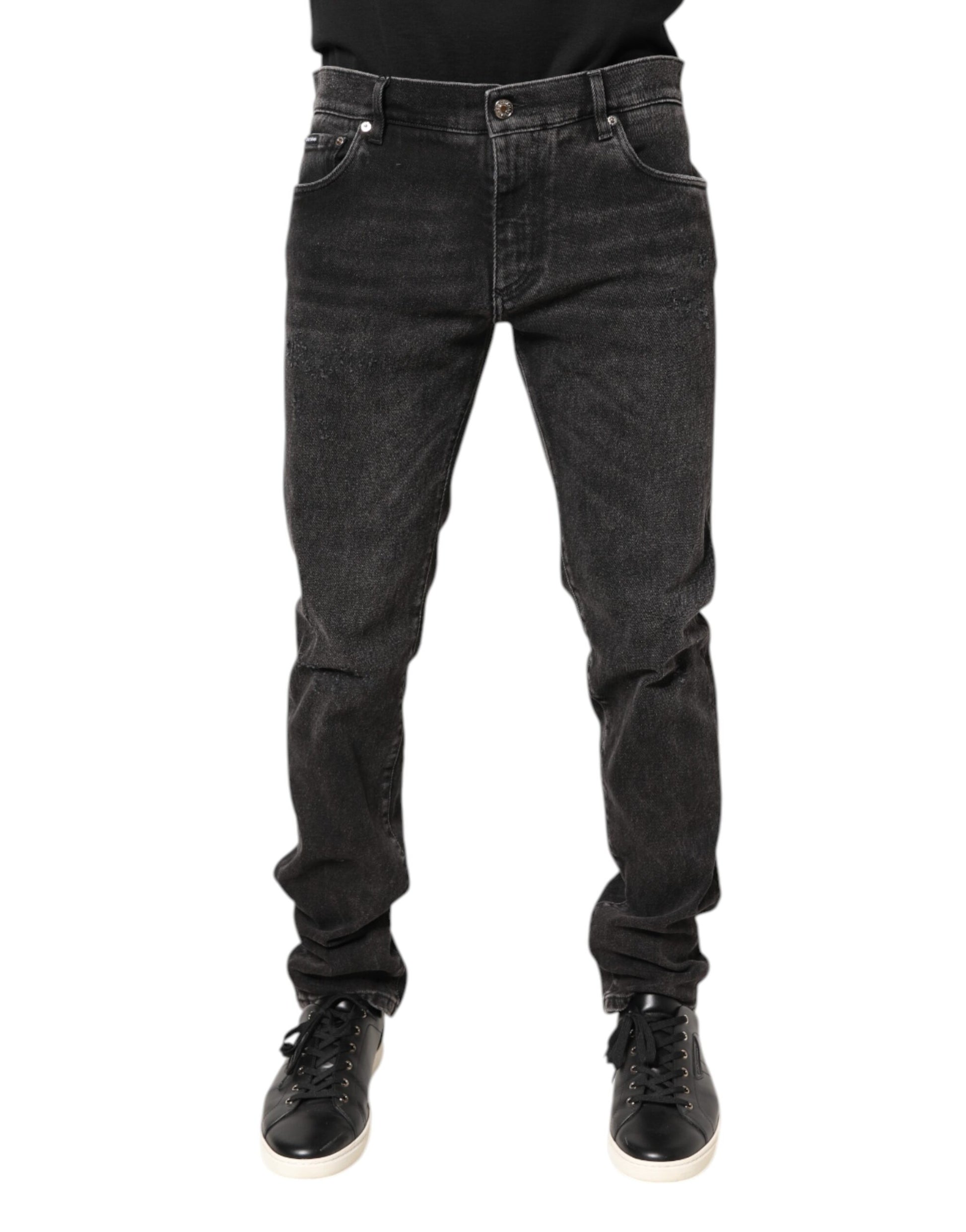 Dolce & Gabbana Gray Washed Cotton Skinny Denim Jeans by Dolce & Gabbana
