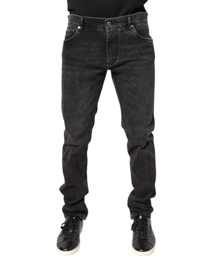Dolce & Gabbana Gray Washed Cotton Skinny Denim Jeans by Dolce & Gabbana