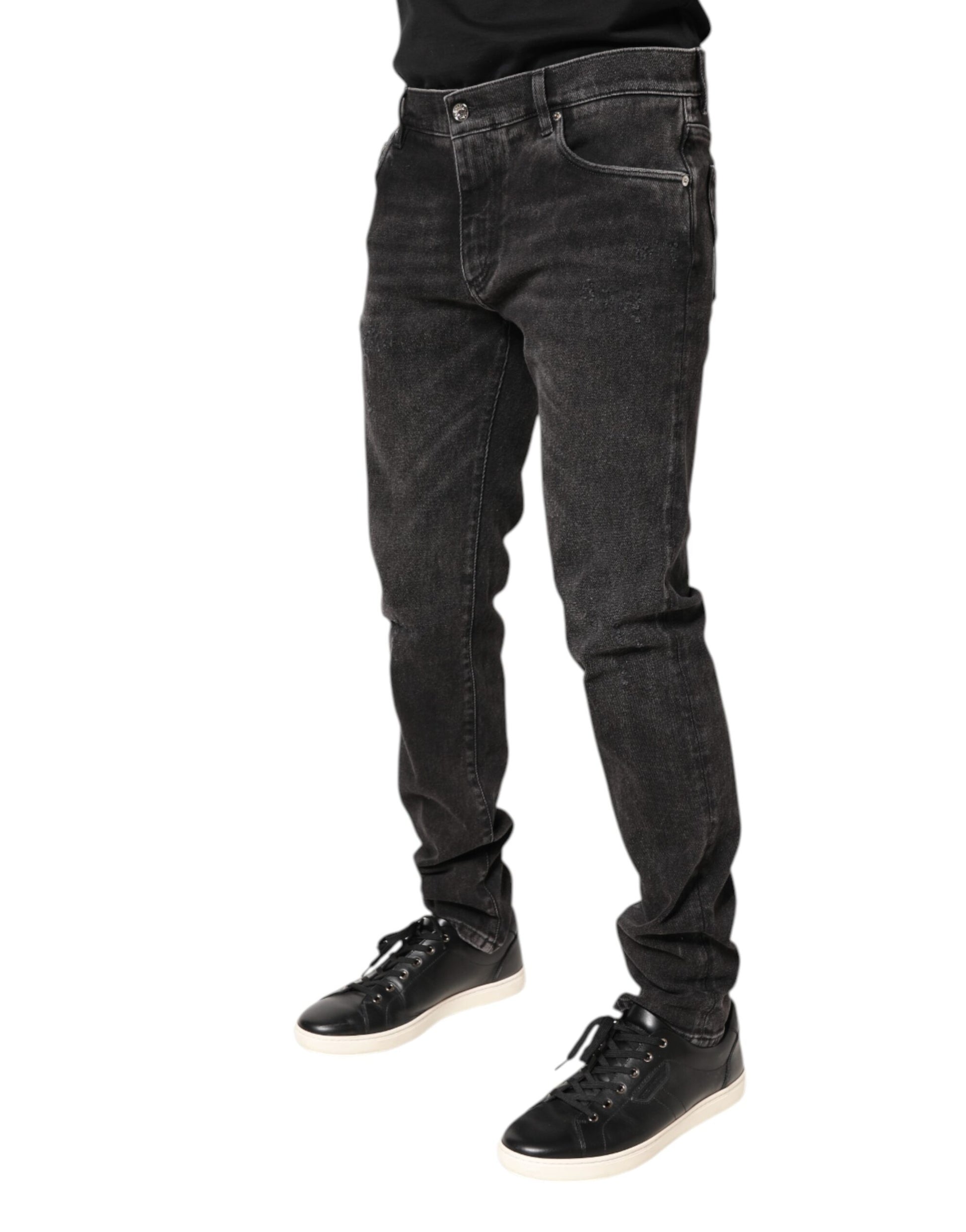 Dolce & Gabbana Gray Washed Cotton Skinny Denim Jeans by Dolce & Gabbana