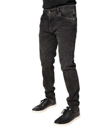 Dolce & Gabbana Gray Washed Cotton Skinny Denim Jeans by Dolce & Gabbana