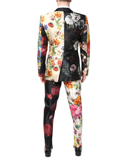 Costume 3 pièces en soie multicolore à fleurs SICILIA de Dolce &amp; Gabbana