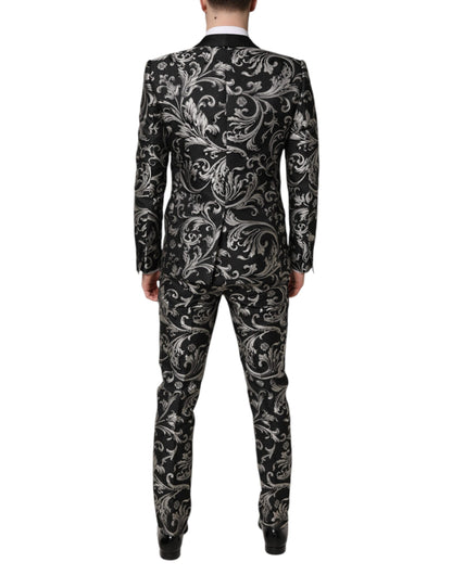 Costume 3 pièces homme Dolce &amp; Gabbana en jacquard Martini noir et gris