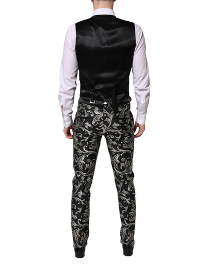 Costume 3 pièces homme Dolce &amp; Gabbana en jacquard Martini noir et gris