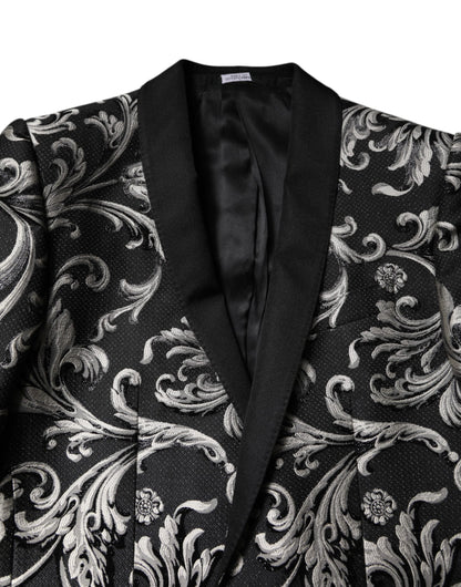 Costume 3 pièces homme Dolce &amp; Gabbana en jacquard Martini noir et gris
