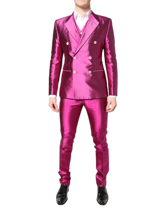 Costume croisé 3 pièces rose Dolce &amp; Gabbana SICILIA
