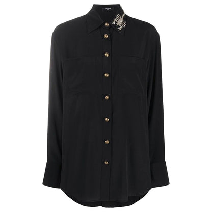 Chemise en soie noire Balmain