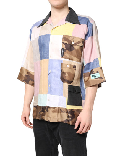 Dolce & Gabbana Multicolor Patchwork Short Sleeve Shirt by Dolce & Gabbana
