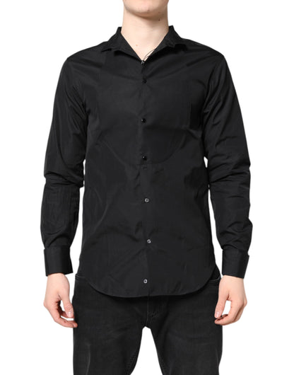 Emporio Armani Black Cotton Long Sleeves Men Formal Dress Shirt by Emporio Armani