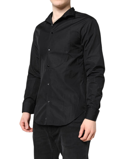 Emporio Armani Black Cotton Long Sleeves Men Formal Dress Shirt by Emporio Armani