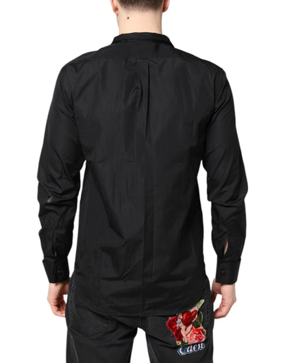 Emporio Armani Black Cotton Long Sleeves Men Formal Dress Shirt by Emporio Armani