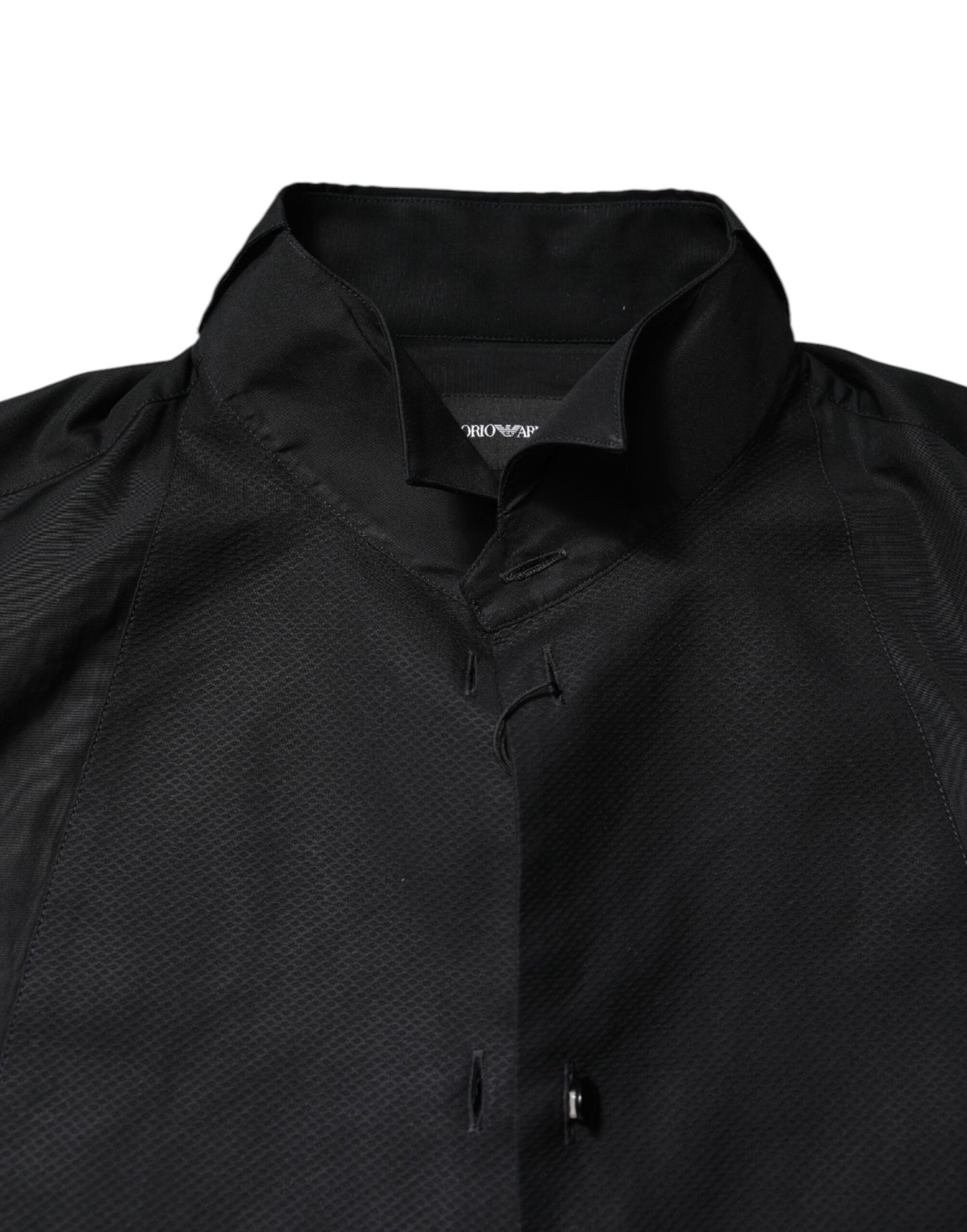 Emporio Armani Black Cotton Long Sleeves Men Formal Dress Shirt by Emporio Armani