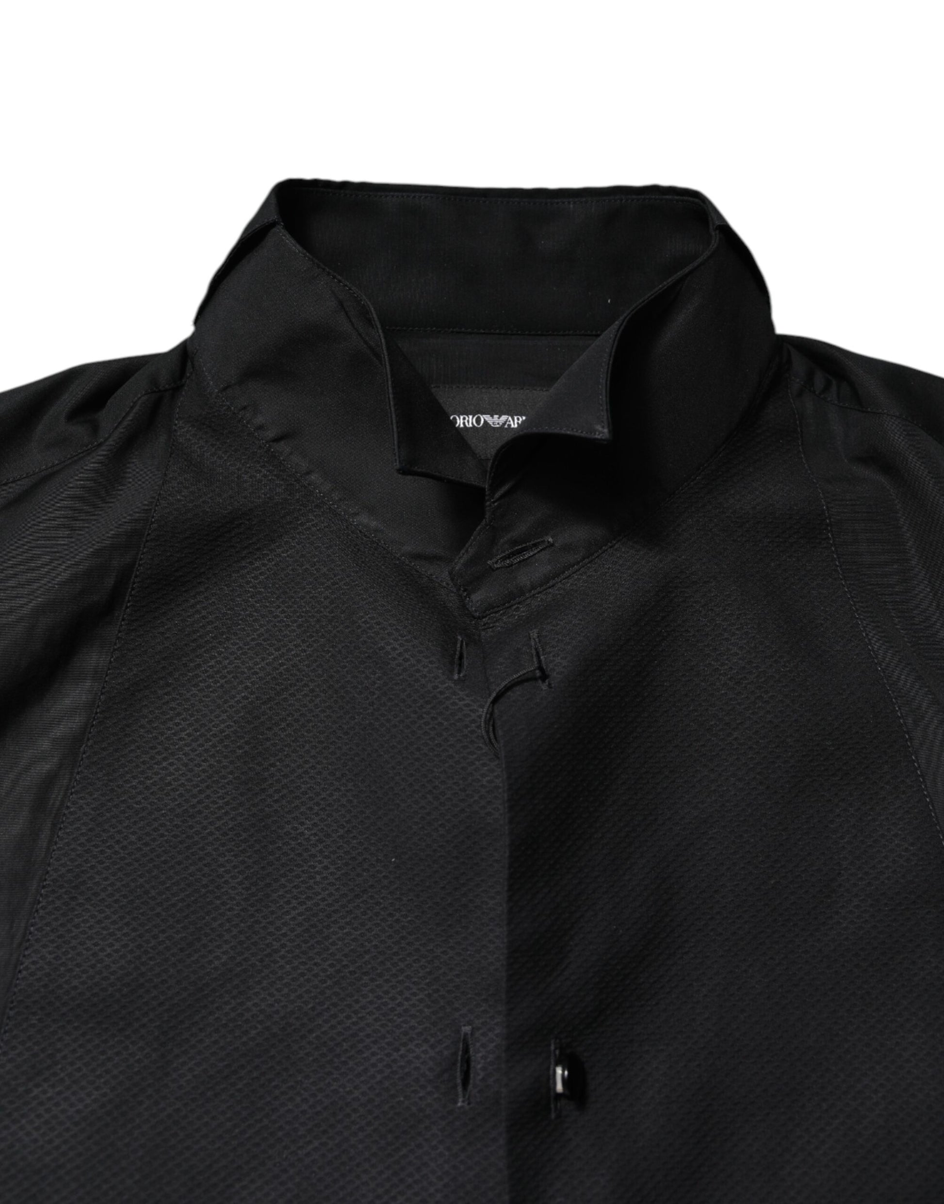 Emporio Armani Black Cotton Long Sleeves Men Formal Dress Shirt by Emporio Armani