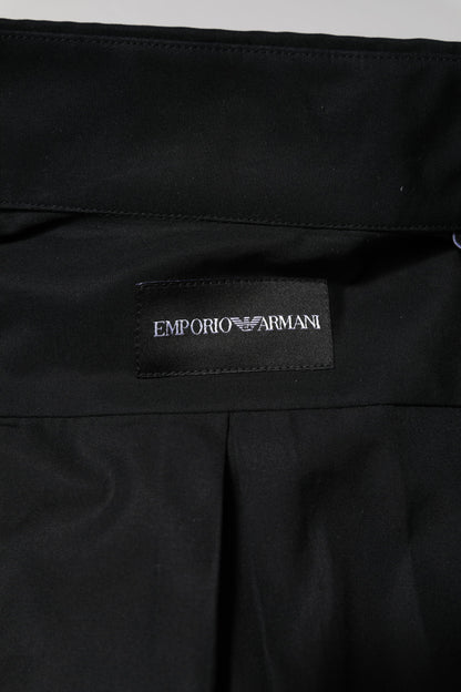Emporio Armani Black Cotton Long Sleeves Men Formal Dress Shirt by Emporio Armani