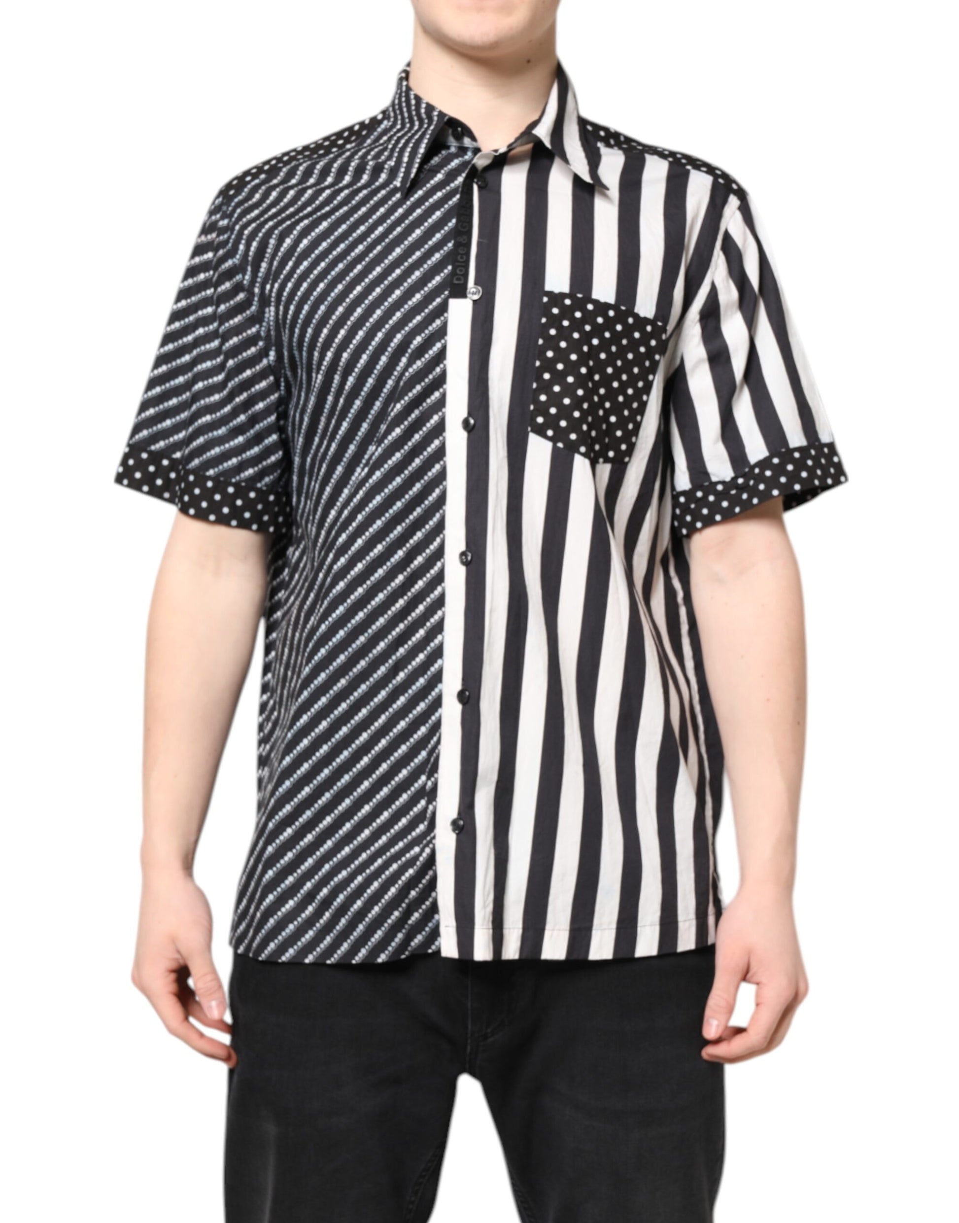 Dolce & Gabbana Black White Stripe Button Down Casual Shirt by Dolce & Gabbana
