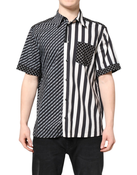 Dolce & Gabbana Black White Stripe Button Down Casual Shirt by Dolce & Gabbana