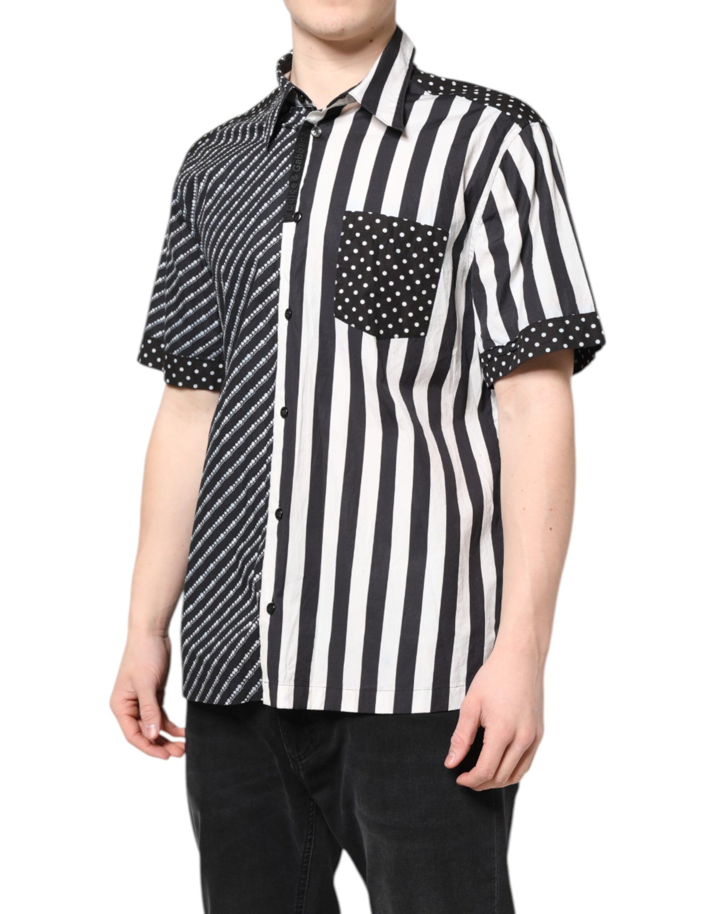 Dolce & Gabbana Black White Stripe Button Down Casual Shirt by Dolce & Gabbana