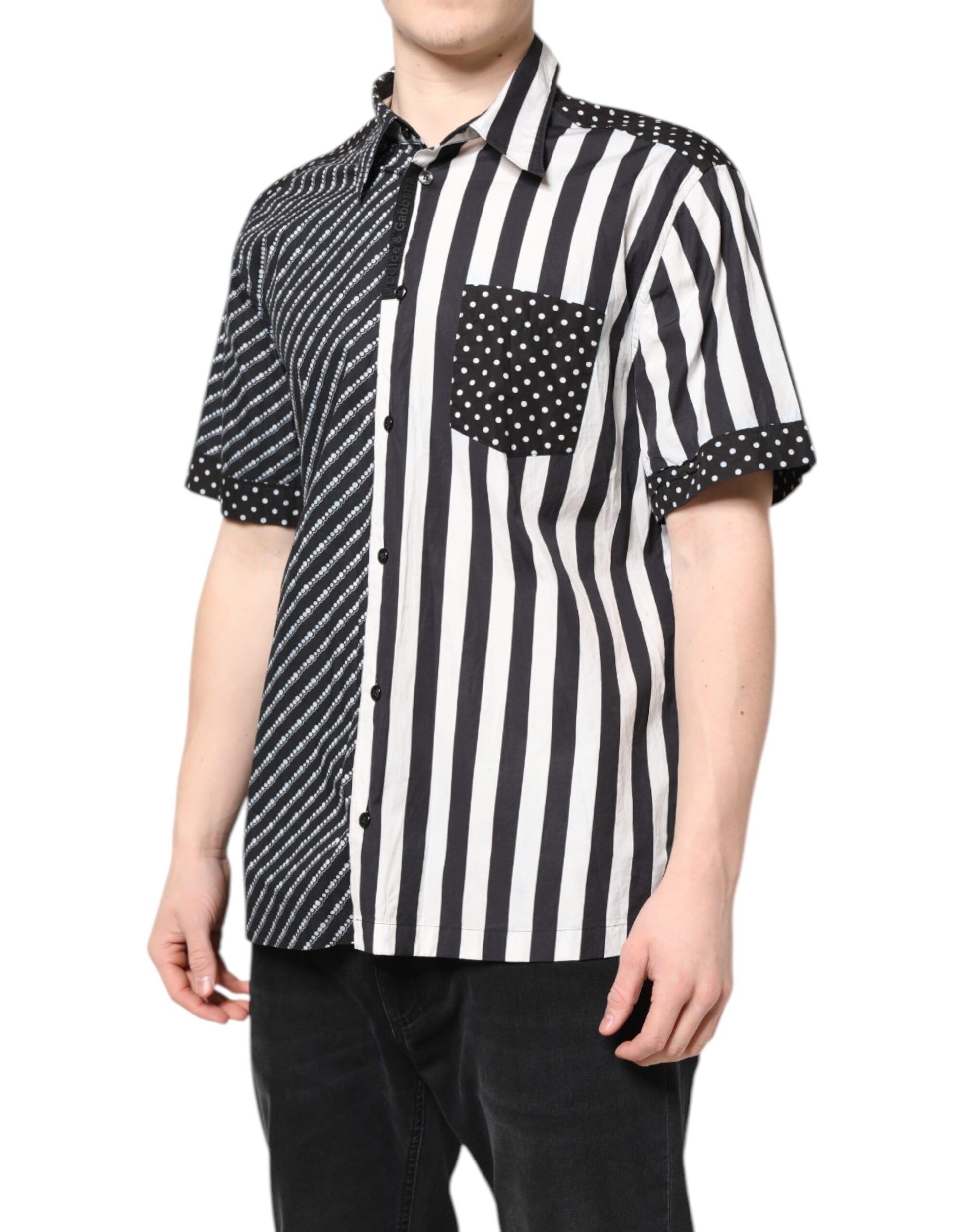 Dolce & Gabbana Black White Stripe Button Down Casual Shirt by Dolce & Gabbana