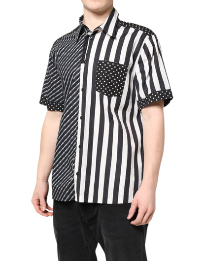 Dolce & Gabbana Black White Stripe Button Down Casual Shirt by Dolce & Gabbana