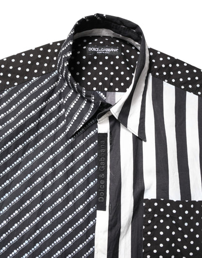 Dolce & Gabbana Black White Stripe Button Down Casual Shirt by Dolce & Gabbana