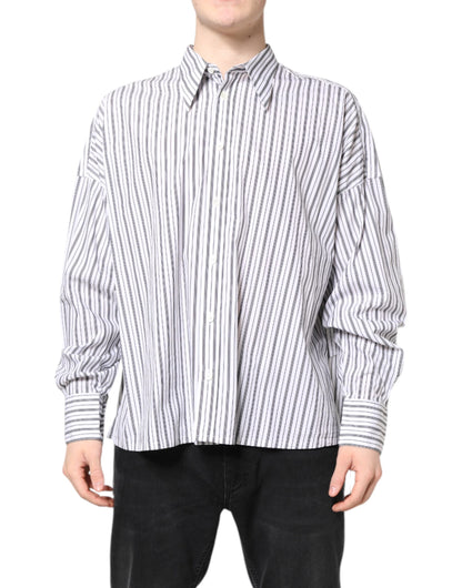 Dolce & Gabbana White Black Stripe Button Down Casual Shirt by Dolce & Gabbana