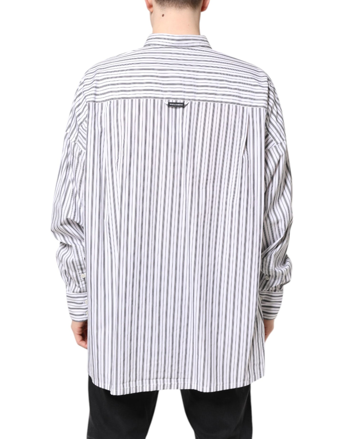 Dolce & Gabbana White Black Stripe Button Down Casual Shirt by Dolce & Gabbana